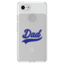 DistinctInk® Clear Shockproof Hybrid Case for Apple iPhone / Samsung Galaxy / Google Pixel - Dad Word Graphic Blue