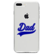 DistinctInk® Clear Shockproof Hybrid Case for Apple iPhone / Samsung Galaxy / Google Pixel - Dad Word Graphic Blue