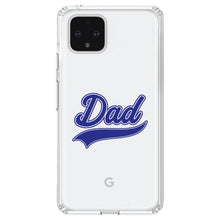 DistinctInk® Clear Shockproof Hybrid Case for Apple iPhone / Samsung Galaxy / Google Pixel - Dad Word Graphic Blue