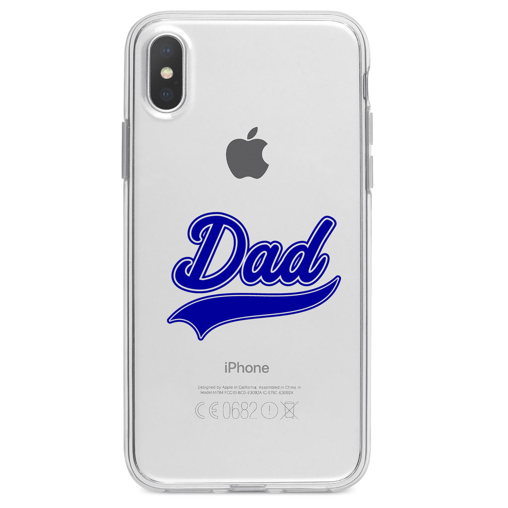 Dad Word Graphic Blue Clear Shockproof iPhone Case, view 4