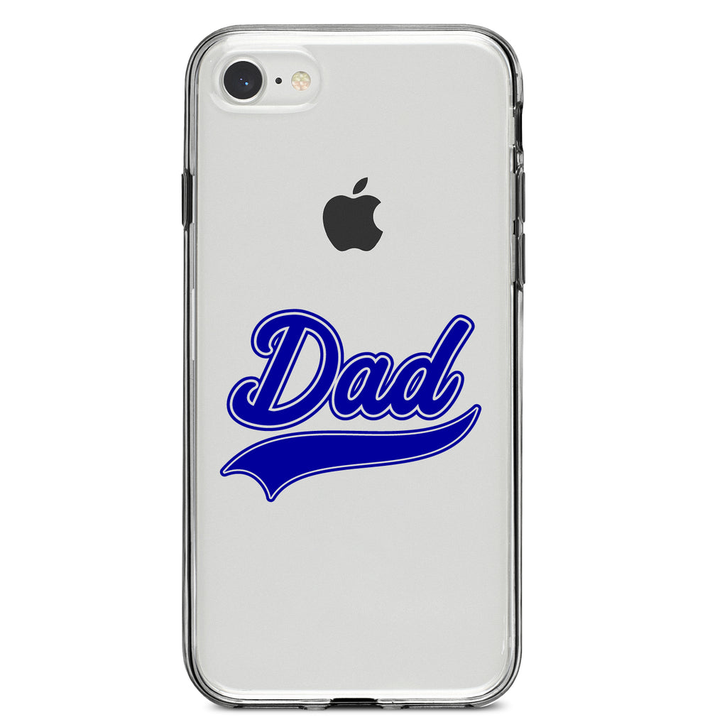 Dad Word Graphic Blue Clear Shockproof iPhone Case, view 5