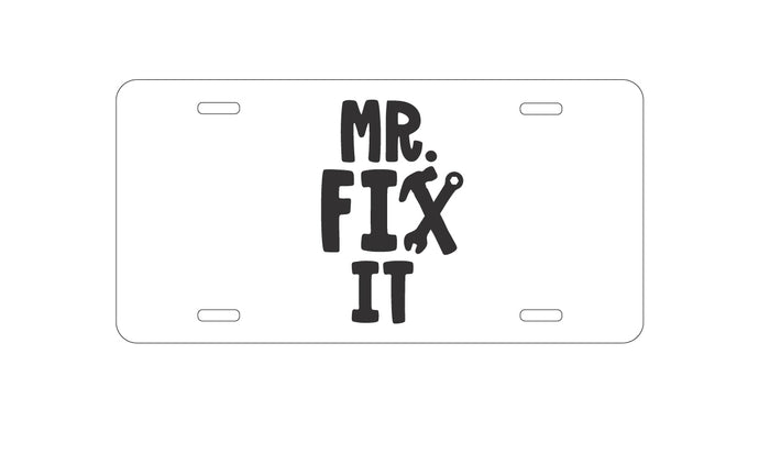 DistinctInk Custom Aluminum Decorative Vanity Front License Plate - Mr. Fix It Wrench