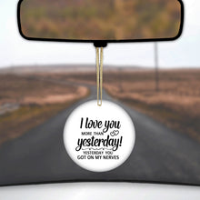 DistinctInk® Hanging Ceramic Christmas Tree Ornament with Gold String - Great Gift / Present - 2 3/4 inch Diameter - I Love You More Than Yesterday, Got On My Nerves