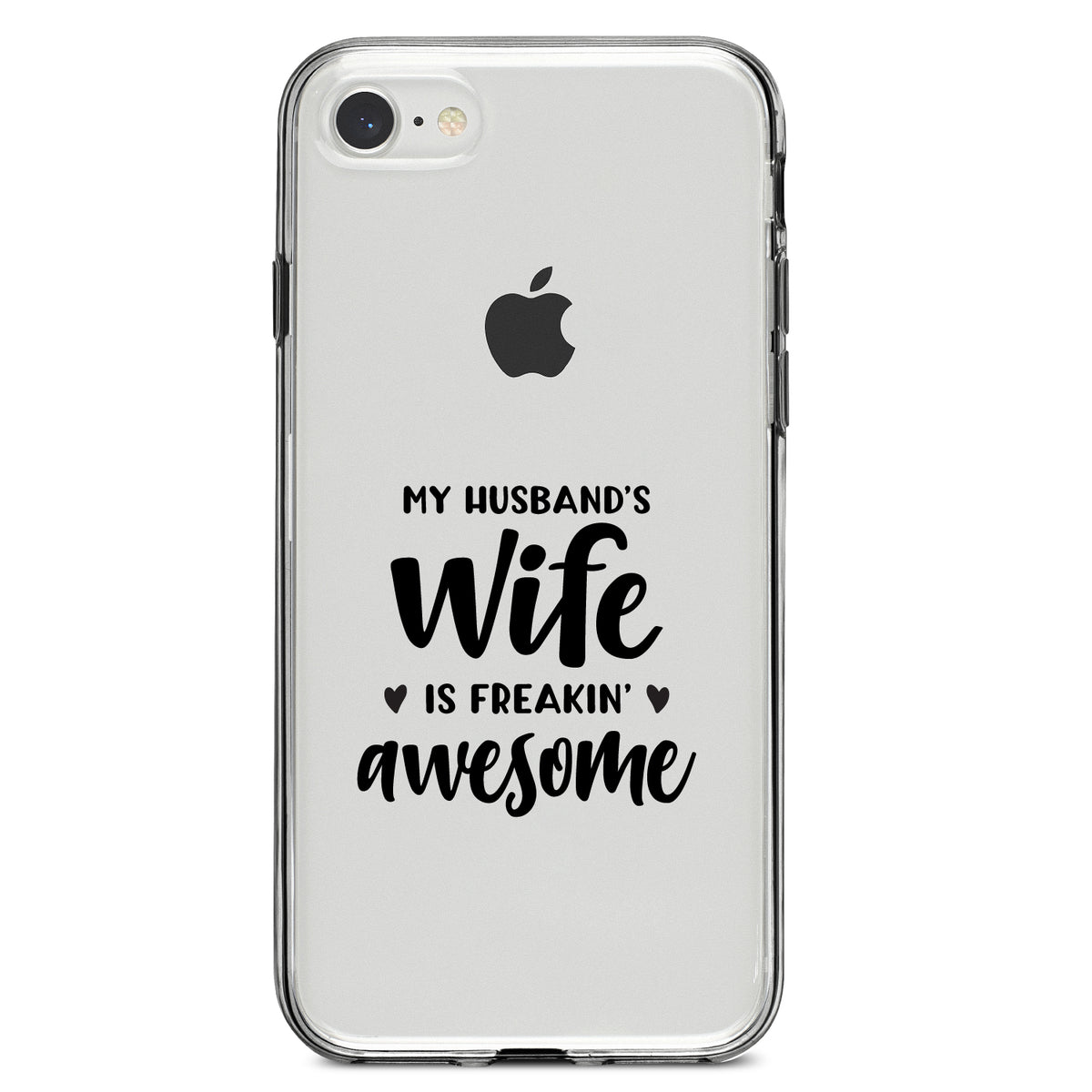 My Husband's Wife is Freaking Awesome Clear Shockproof iPhone Case, view 5