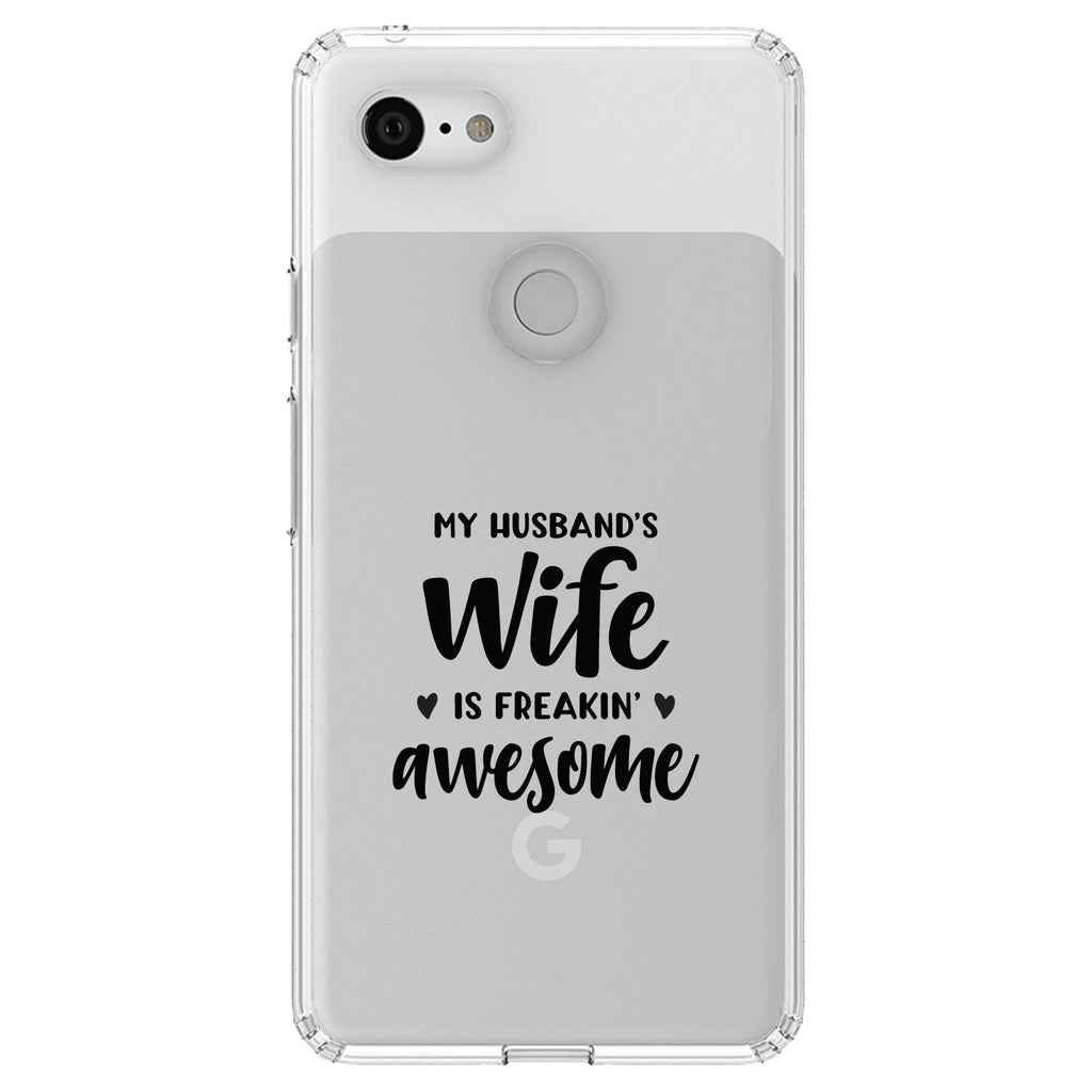My Husband's Wife is Freaking Awesome Clear Shockproof iPhone Case, view 22
