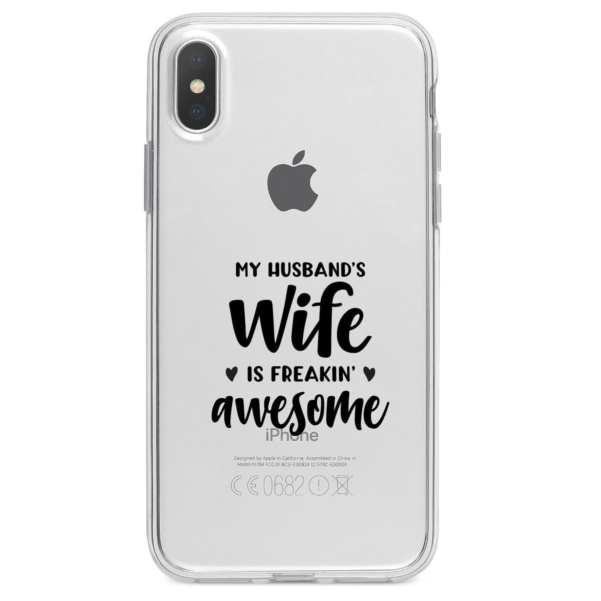 My Husband's Wife is Freaking Awesome Clear Shockproof iPhone Case, view 3
