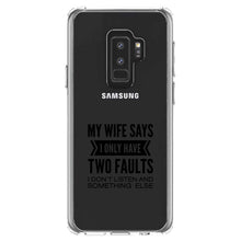 DistinctInk® Clear Shockproof Hybrid Case for Apple iPhone / Samsung Galaxy / Google Pixel - Wife Says I Have Two Faults Don't Listen