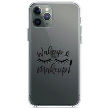 DistinctInk® Clear Shockproof Hybrid Case for Apple iPhone / Samsung Galaxy / Google Pixel - Wake Up & Makeup - Eye Lashes