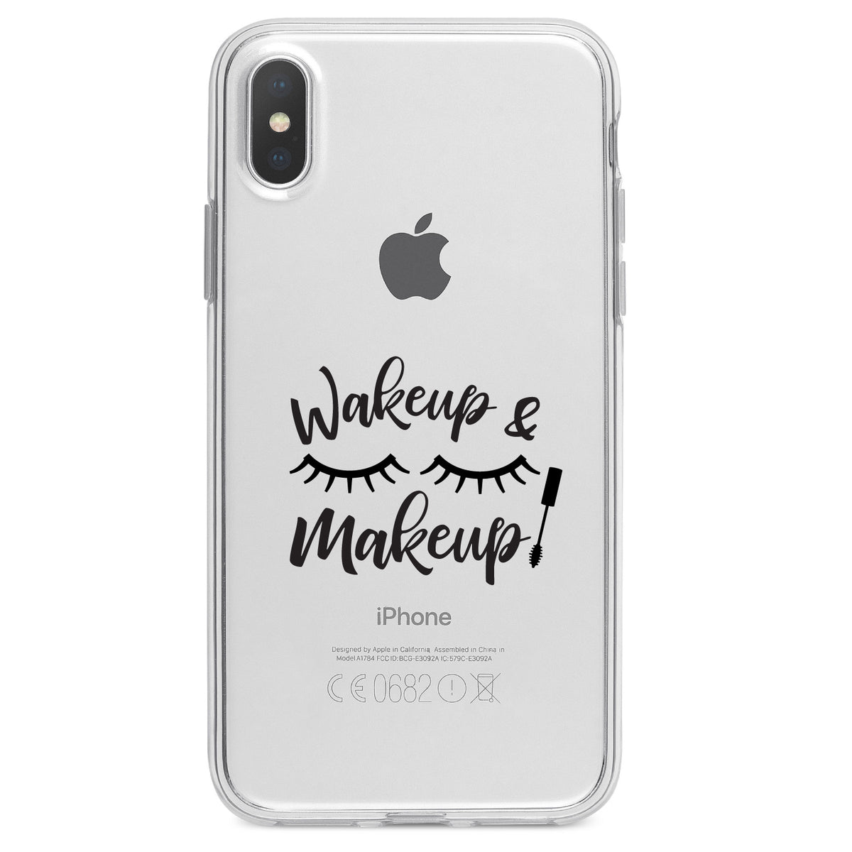 Wake Up & Makeup, Eye Lashes Clear Shockproof iPhone Case, view 3