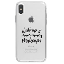 DistinctInk® Clear Shockproof Hybrid Case for Apple iPhone / Samsung Galaxy / Google Pixel - Wake Up & Makeup - Eye Lashes