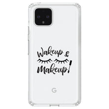 DistinctInk® Clear Shockproof Hybrid Case for Apple iPhone / Samsung Galaxy / Google Pixel - Wake Up & Makeup - Eye Lashes