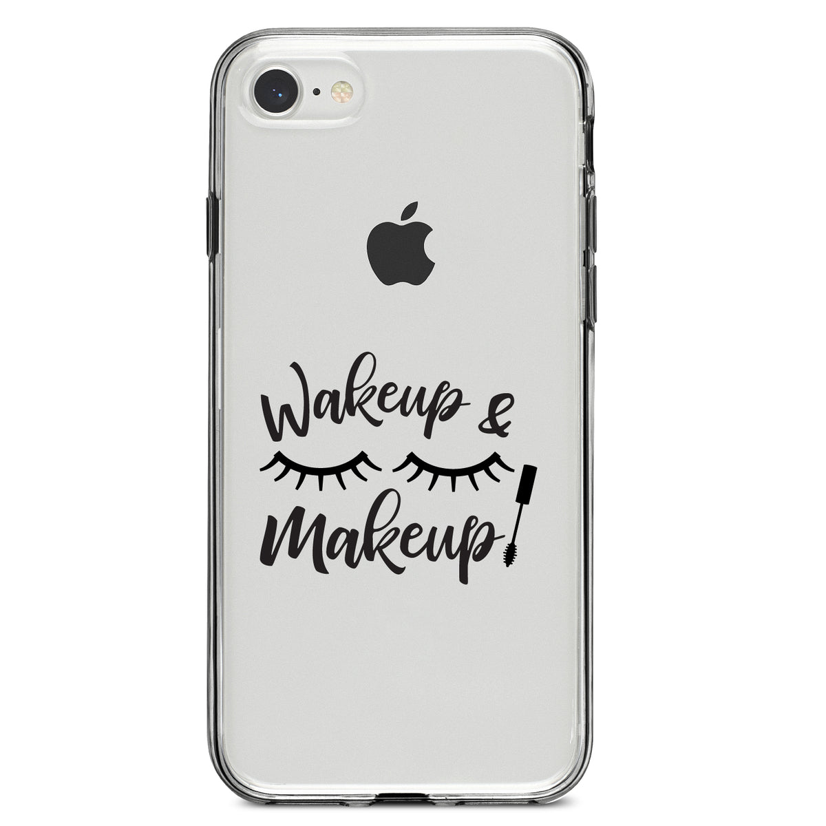 Wake Up & Makeup, Eye Lashes Clear Shockproof iPhone Case, view 5