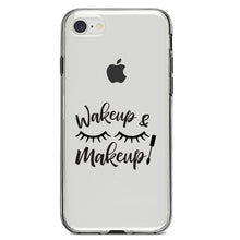 DistinctInk® Clear Shockproof Hybrid Case for Apple iPhone / Samsung Galaxy / Google Pixel - Wake Up & Makeup - Eye Lashes