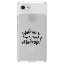 DistinctInk® Clear Shockproof Hybrid Case for Apple iPhone / Samsung Galaxy / Google Pixel - Wake Up & Makeup - Eye Lashes