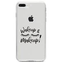 DistinctInk® Clear Shockproof Hybrid Case for Apple iPhone / Samsung Galaxy / Google Pixel - Wake Up & Makeup - Eye Lashes