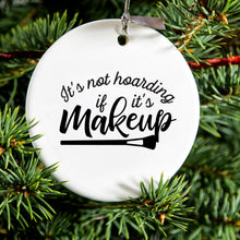 DistinctInk® Hanging Ceramic Christmas Tree Ornament with Gold String - Great Gift / Present - 2 3/4 inch Diameter - It's Not Hoarding If It's Makeup