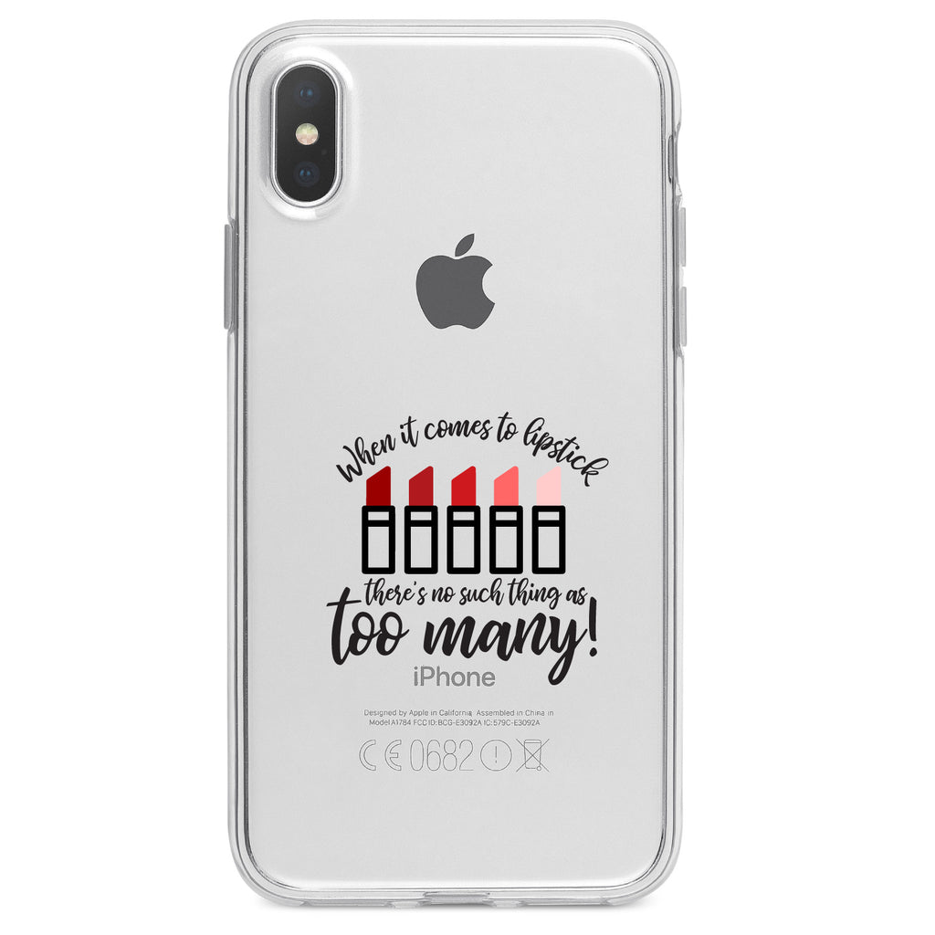 When It Comes to Lipstick, Never Too Many Red Clear Shockproof iPhone Case, view 2