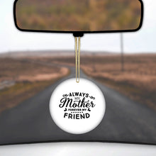 DistinctInk® Hanging Ceramic Christmas Tree Ornament with Gold String - Great Gift / Present - 2 3/4 inch Diameter - Always My Mother, Forever My Friend