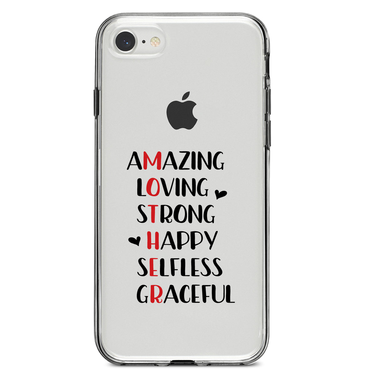 Mother Word Art, Amazing, Loving, Strong Clear Shockproof iPhone Case, view 5