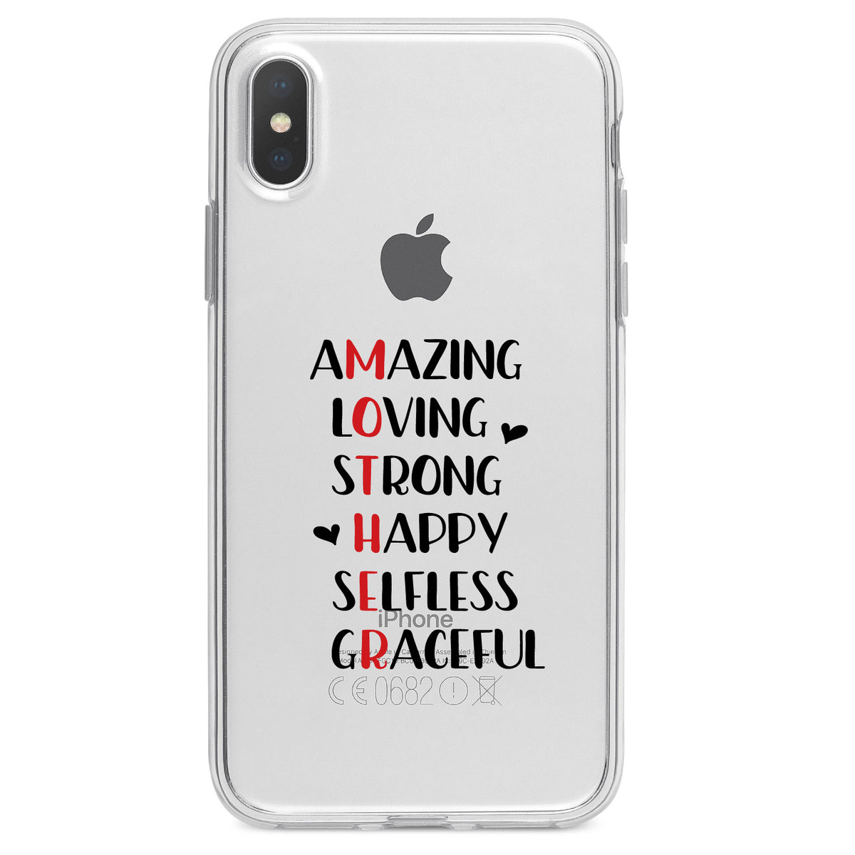 Mother Word Art, Amazing, Loving, Strong Clear Shockproof iPhone Case, view 2
