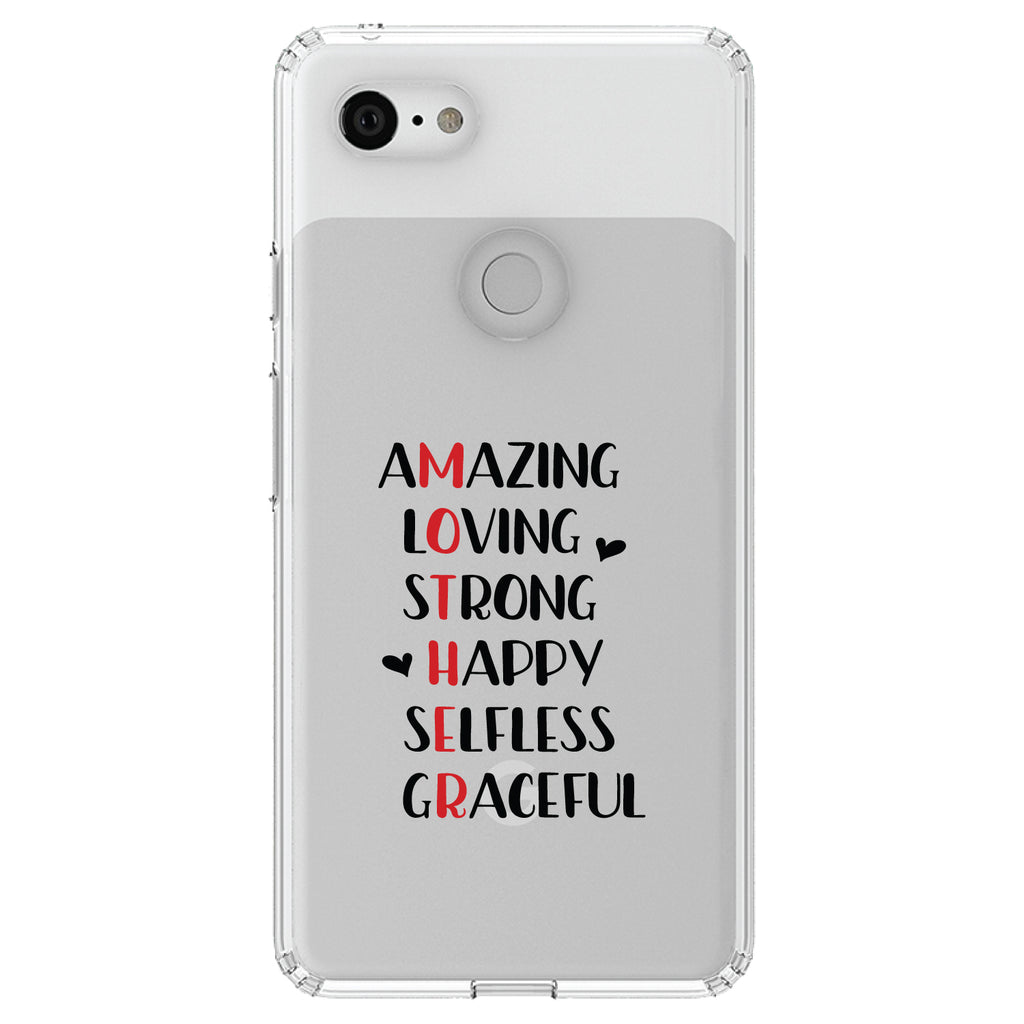 Mother Word Art, Amazing, Loving, Strong Clear Shockproof iPhone Case, view 21