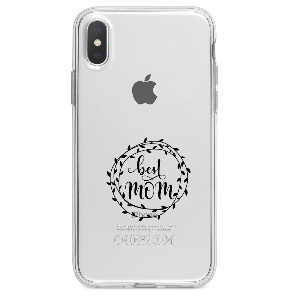 Best Mom, Vine Wreath Clear Shockproof iPhone Case, view 4