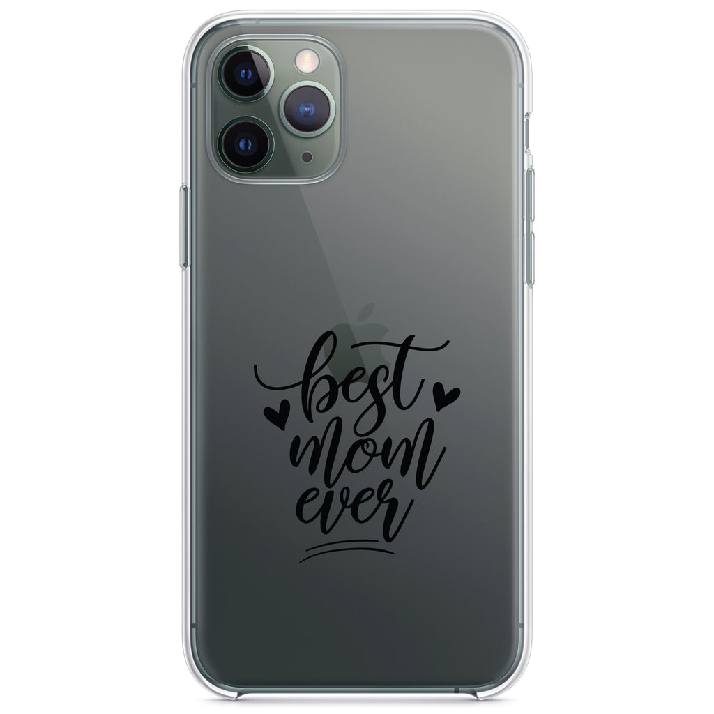 Best Mom Ever, Hearts Clear Shockproof iPhone Case