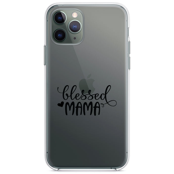 DistinctInk® Clear Shockproof Hybrid Case for Apple iPhone / Samsung Galaxy / Google Pixel - Blessed Mama - Heart