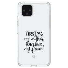 DistinctInk® Clear Shockproof Hybrid Case for Apple iPhone / Samsung Galaxy / Google Pixel - First My Mother, Forever My Friend - Hearts