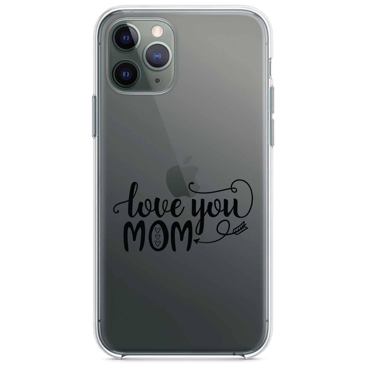 Love You Mom, Hearts, Arrow Clear Shockproof iPhone Case