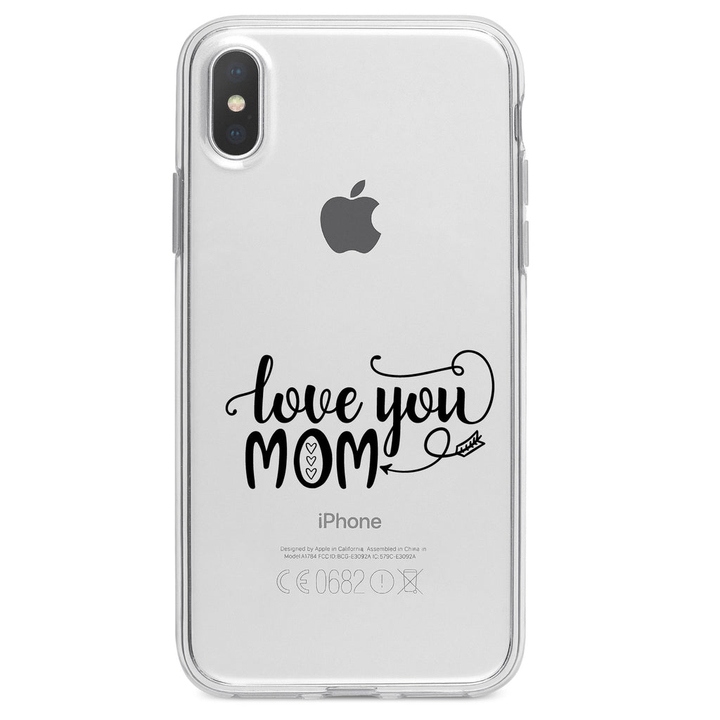 Love You Mom, Hearts, Arrow Clear Shockproof iPhone Case, view 4