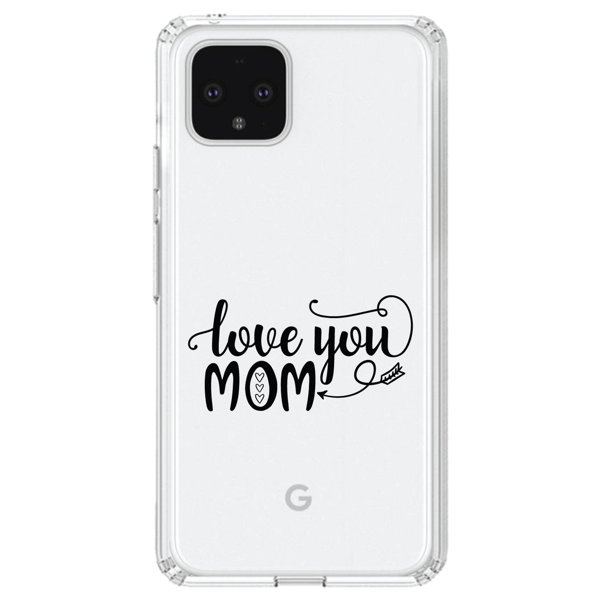 Love You Mom, Hearts, Arrow Clear Shockproof iPhone Case, view 24