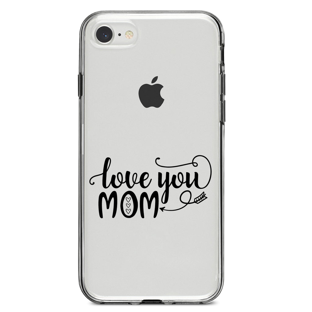 Love You Mom, Hearts, Arrow Clear Shockproof iPhone Case, view 5