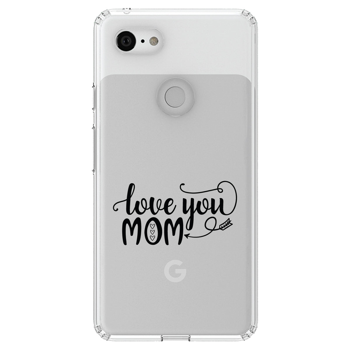 Love You Mom, Hearts, Arrow Clear Shockproof iPhone Case, view 21