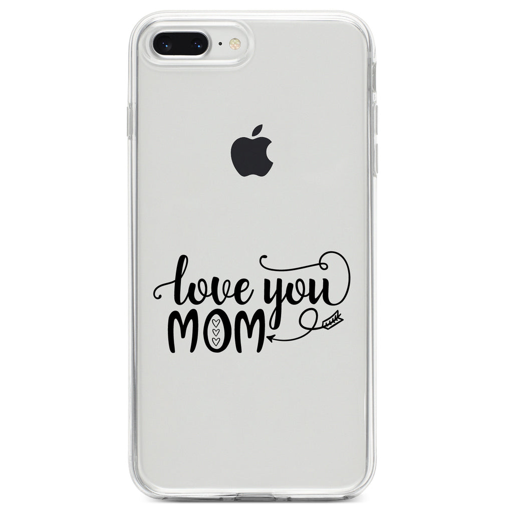 Love You Mom, Hearts, Arrow Clear Shockproof iPhone Case, view 6