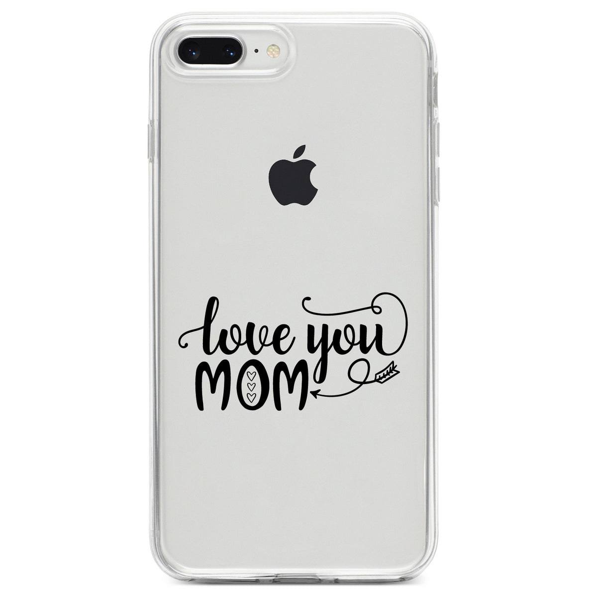 Love You Mom, Hearts, Arrow Clear Shockproof iPhone Case, view 6