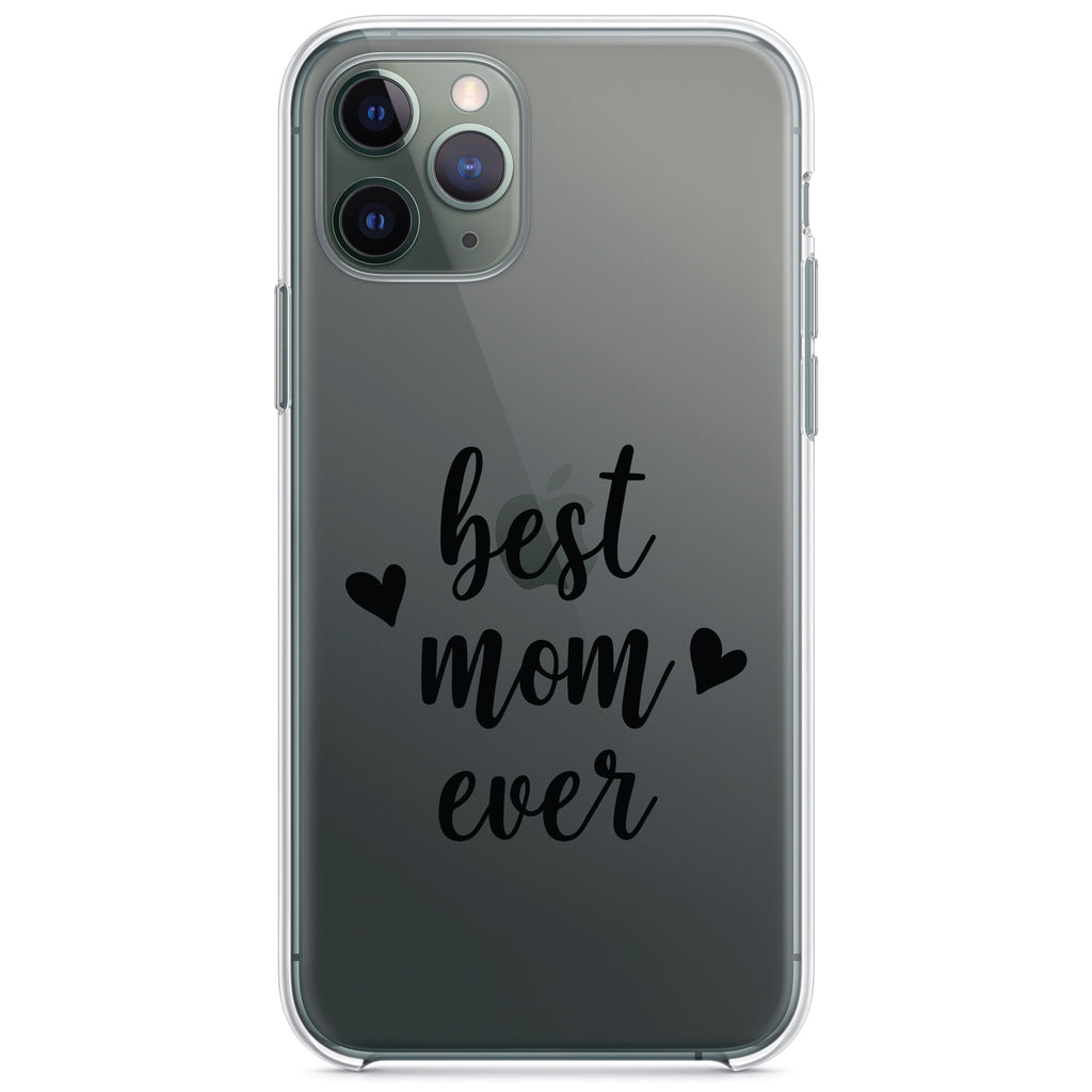 best mom ever, lowercase, hearts Clear Shockproof iPhone Case