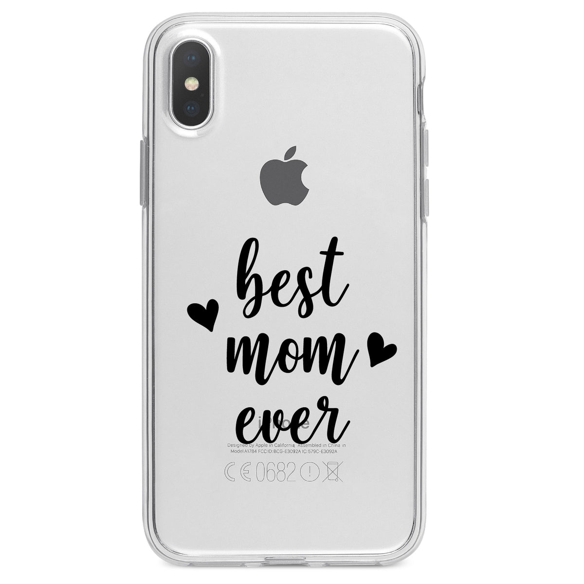 best mom ever, lowercase, hearts Clear Shockproof iPhone Case, view 2