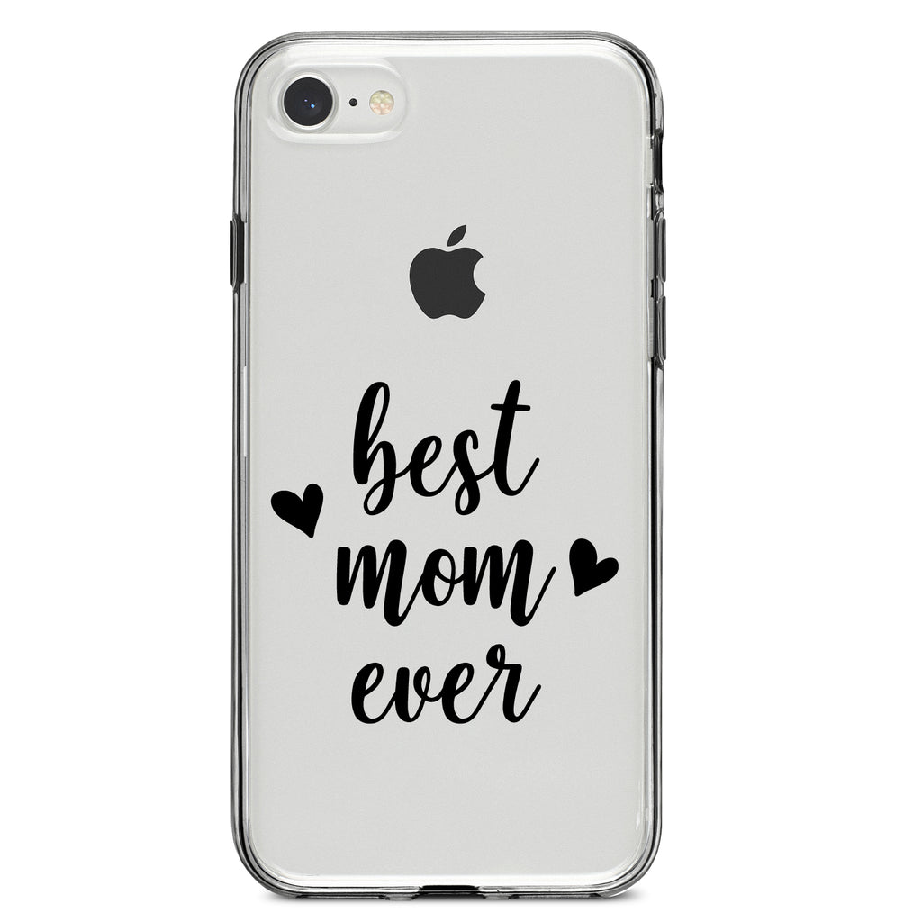 best mom ever, lowercase, hearts Clear Shockproof iPhone Case, view 5