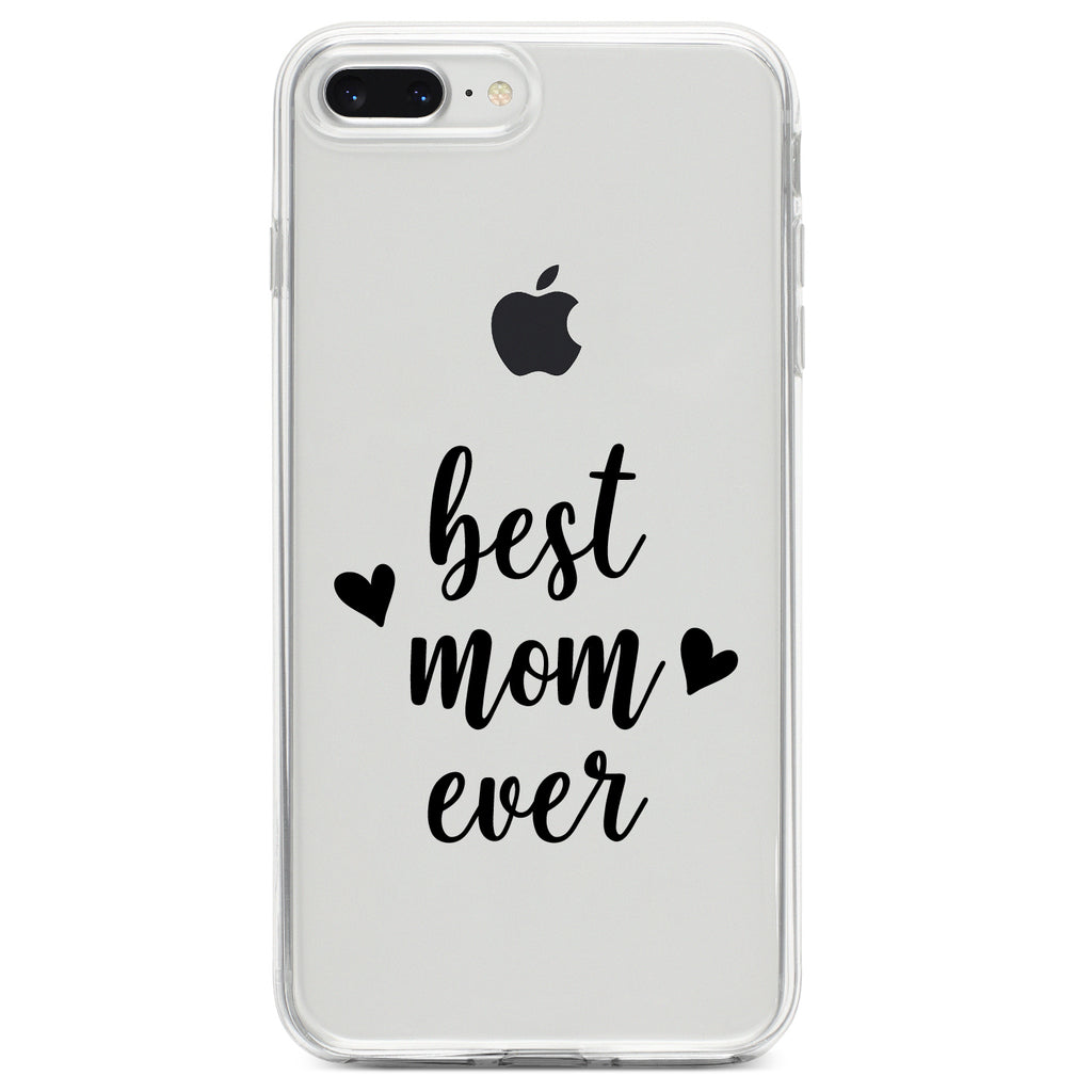 best mom ever, lowercase, hearts Clear Shockproof iPhone Case, view 6