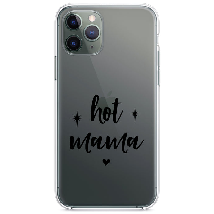 DistinctInk® Clear Shockproof Hybrid Case for Apple iPhone / Samsung Galaxy / Google Pixel - Hot Mama - Stars, Heart