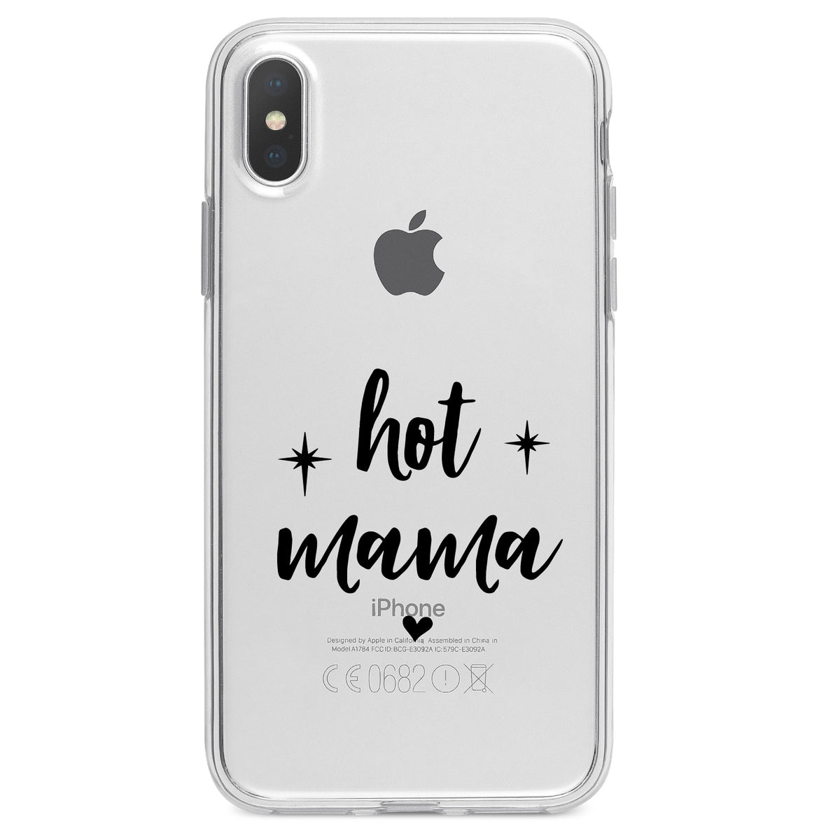 Hot Mama, Stars, Heart Clear Shockproof iPhone Case, view 2
