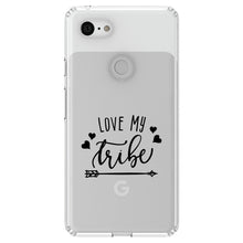 DistinctInk® Clear Shockproof Hybrid Case for Apple iPhone / Samsung Galaxy / Google Pixel - Love My Tribe - Black Arrow