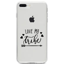 DistinctInk® Clear Shockproof Hybrid Case for Apple iPhone / Samsung Galaxy / Google Pixel - Love My Tribe - Black Arrow