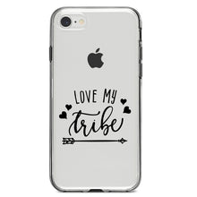 DistinctInk® Clear Shockproof Hybrid Case for Apple iPhone / Samsung Galaxy / Google Pixel - Love My Tribe - Black Arrow