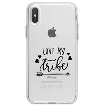 DistinctInk® Clear Shockproof Hybrid Case for Apple iPhone / Samsung Galaxy / Google Pixel - Love My Tribe - Black Arrow