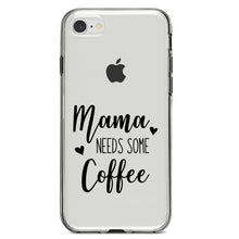 DistinctInk® Clear Shockproof Hybrid Case for Apple iPhone / Samsung Galaxy / Google Pixel - Mama Needs Some Coffee
