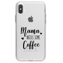 DistinctInk® Clear Shockproof Hybrid Case for Apple iPhone / Samsung Galaxy / Google Pixel - Mama Needs Some Coffee