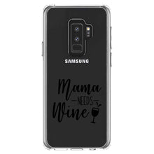 DistinctInk® Clear Shockproof Hybrid Case for Apple iPhone / Samsung Galaxy / Google Pixel - Mama Needs Wine - Wine Glass