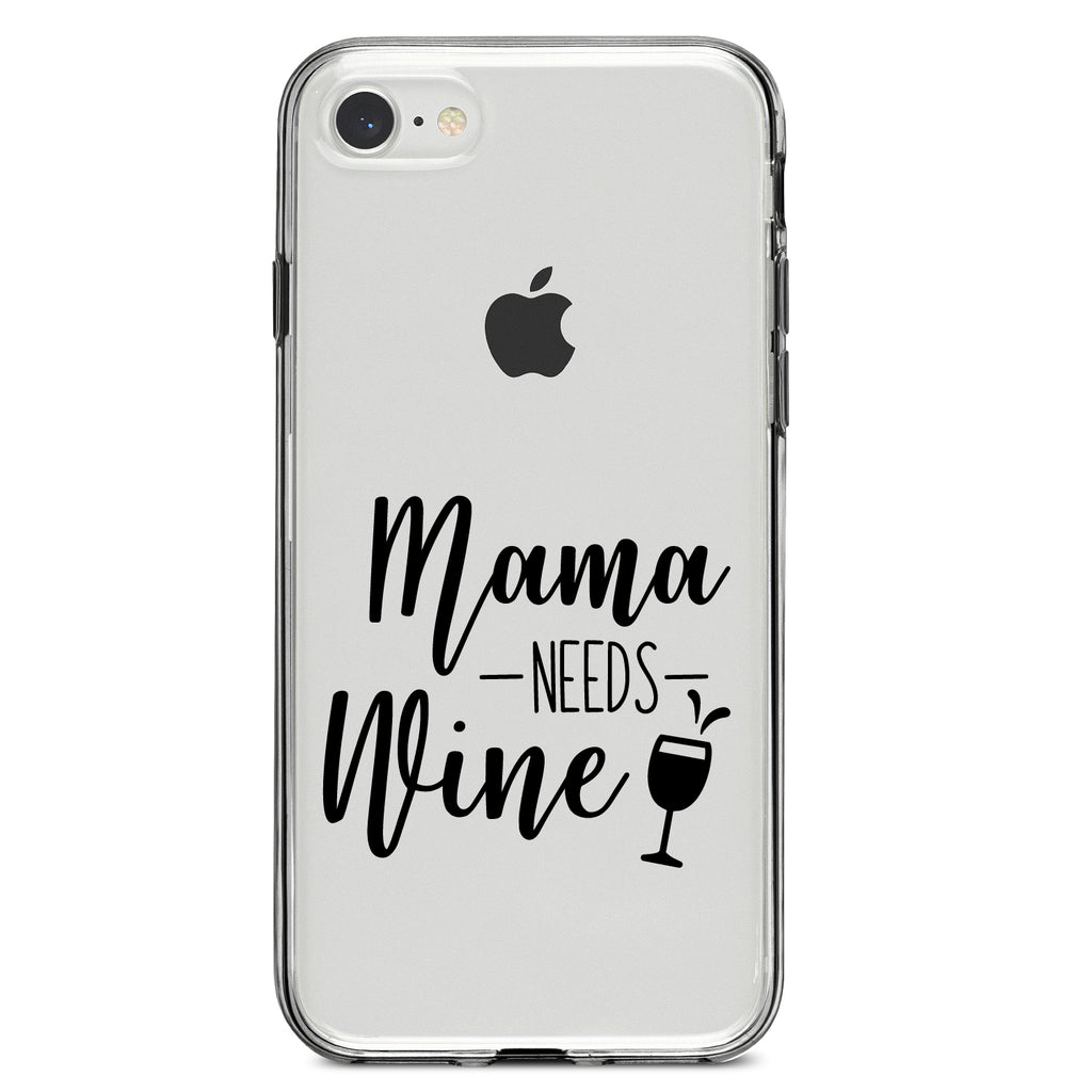 Mama Needs Wine, Wine Glass Clear Shockproof iPhone Case, view 5